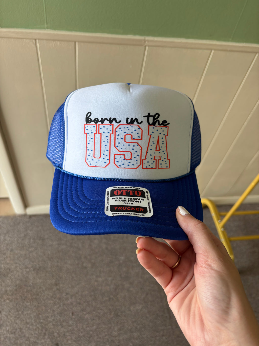 born in the USA trucker hat