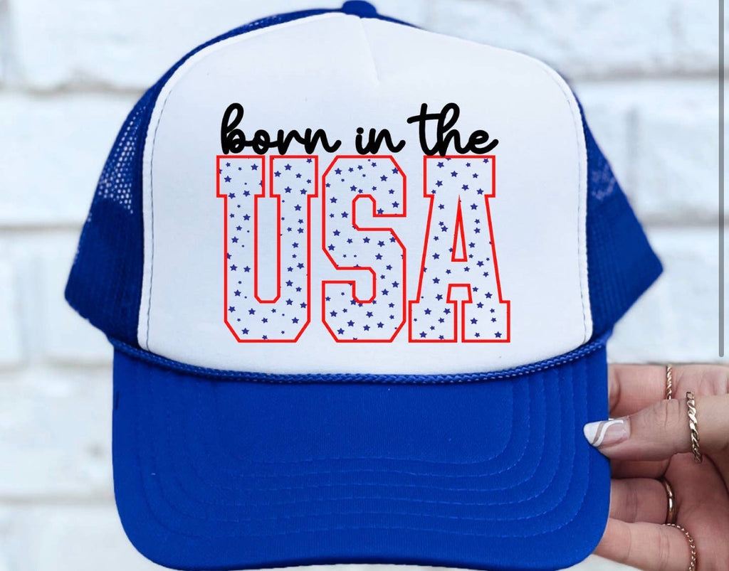 born in the USA trucker hat