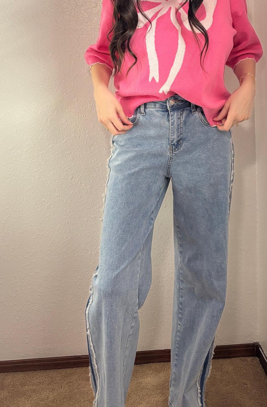 Blue Belle Patchwork Stripe Jeans