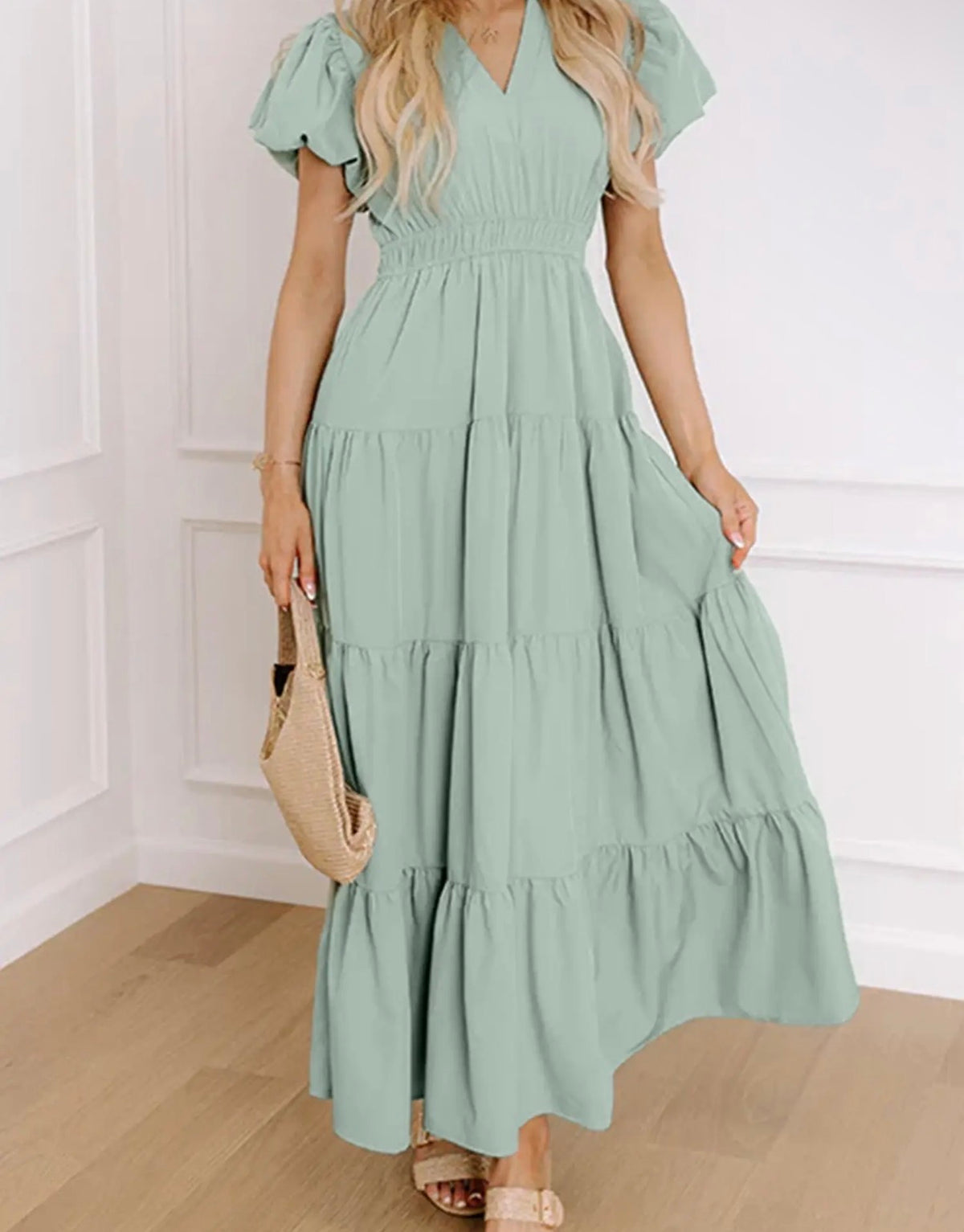 PREORDER- maxi puff sleeve dress