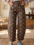 PREORDER-Brown Dot Barrel Jeans